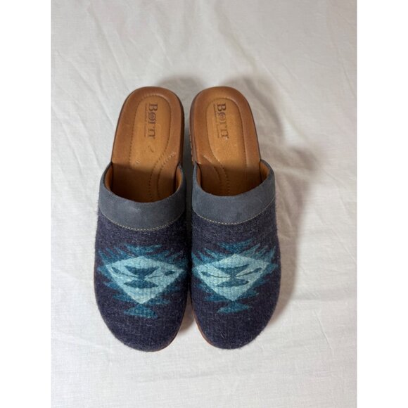 Børn Womens Wool Slip-On Mules With Geometric Pattern & Leather Sole - Picture 3 of 13